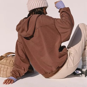 Sudadera con capucha informal de gran tamaño para mujeres y hombres, ropa de calle personalizable Unisex, sudadera de peso pesado con tela de algodón suave - Product Image 3