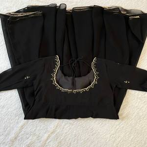 Ensemble de robe en georgette trois pièces avec broderie miroir à la main, pantalon et dupatta pour la fête - Product Image 5