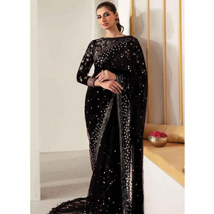 Haute qualité femmes cousues non cousues fantaisie parole longueur fête porter Saree lourde broderie conception fête de mariage séchage rapide - Product Image 6