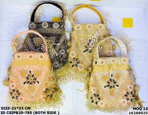 Sac à main en velours pour mariée, perlage, motif uni, capacité de 1 à 1,9 L, fermeture à cordon, sangle à anneau, sac de soirée élégant, coton - Product Image 1