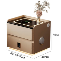 Table de chevet intelligente OEM 40 cm avec chargeur sans fil, lumière LED, multifonctionnelle, moderne, 2 tiroirs, table de chevet pour hôtel, chambre à coucher