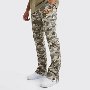 High Quality 100% Cotton <b>Men's</b> Sweatpants Custom DTF Printed Logo <b>camo</b> Textured 6 pockets Baggy Streetwear <b>Men's</b> Sweatpants - Product Image 4
