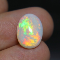 3.00 karat Opal Australia alami Cabochon multiwarna pelangi api padat Oval potong longgar batu permata untuk membuat perhiasan
