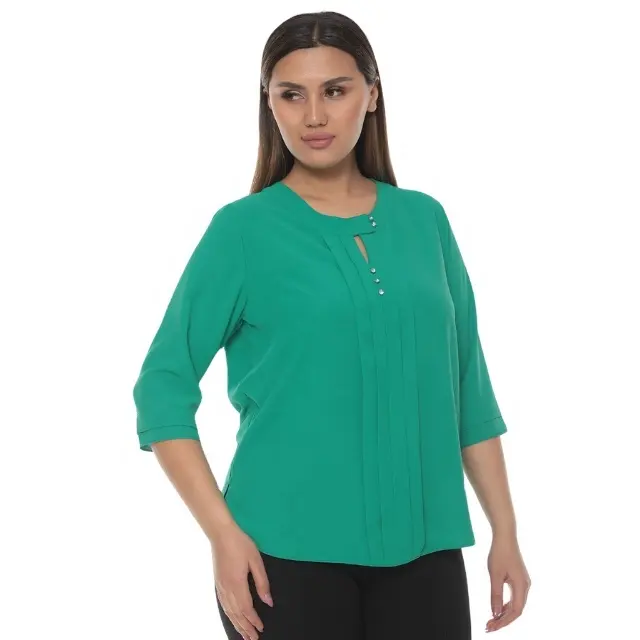 Blusa chique verde casual plus size, moda feminina, verde, casual, novos modelos, design moderno, alta qualidade, melhor preço a partir de fabricante