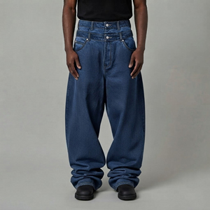 Nuevos Jeans Rectos Personalizados de Estilo Hip Hop Vintage para Hombre, Corte Holgado con Rasgaduras, Pantalones de Hombre de Alta Calidad con Estiramiento - Product Image 1