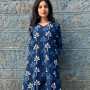 Vestido de algodón estampado con bloque de mano indio, nueva moda, ropa informal de verano con cintura Natural de estilo dulce para regalo de San Valentín - Product Image 1