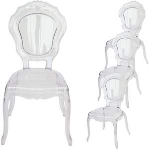 Set di 4 sedie moderne accentate trasparenti stile Belle Ghost sedie impilabili per eventi matrimoni banchetti - Product Image 4