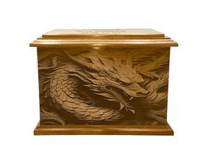 Visage d'urne funéraire de dragon Urne funéraire en bois avec gravure pour cendres humaines - Product Image 4