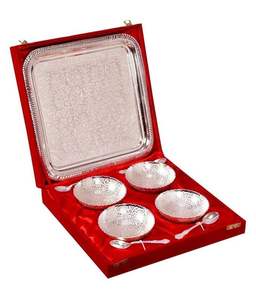 Ensemble de bols en argent plaqué 9 pièces avec boîte cadeau en métal écologique personnalisée pour les occasions professionnelles - Product Image 2