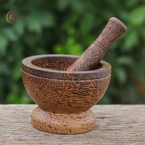 Latest Arrival Wooden Mortar & Pestle Kitchen Tools Spices <b>Grinder</b> Rounded Shape Decorative Kitchenware Tool At Reasonable Price - Product Image 2