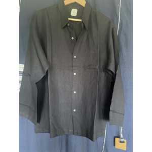 <b>Black</b> Asymmetrical Lace <b>Linen</b> Satin <b>Shirt</b> Woven Cotton Tank Top with Woven Style Print Loose Fit XL L Sizes for Summer Parties - Product Image 1