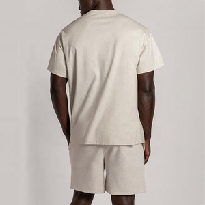 Venta al por mayor de alta calidad de los hombres camisa y pantalones cortos Conjunto 100% Material de algodón transpirable ligero personalizado impresión del logotipo - Product Image 3