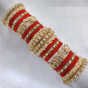 กำไลกำมะหยี่พรีเมี่ยมชุบทองไข่มุกและหิน pota เครื่องประดับตามเทศกาลแบบดั้งเดิม - Product Image 4