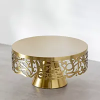 Nouveau Gâteau d'Anniversaire Écologique Blanc Royals CKS62 Fait Main, Élégant, Doré Poli, à un Seul Niveau, avec Motif Floral pour Desserts
