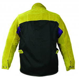 Protección de seguridad de servicio pesado Chaqueta de soldadura de puño de cuero de vaca dividida de cuerpo de algodón resistente al fuego azul Servicio de OEM y ODM - Product Image 3