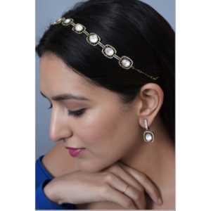 Elegant Kundan Headband and Earring <b>Set</b> for <b>Women</b> Handmade Wedding Jewelry Hair Accessory and Ethnic Wear <b>Gift</b> - Product Image 1