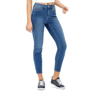 Jeans da donna personalizzati pantaloni Skinny con foro in Denim pantaloni Jeans strappati di buona qualità autostrade Jeans blu da BD