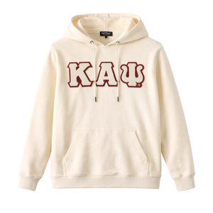 Kappa Alpha Psi Krimson Kream Chenille <b>Hoodie</b> Classic Greek Letter Nupe Fraternity Pullover - Product Image 3