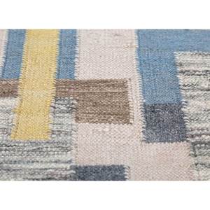 พรมขนสัตว์ทำมือลายตารางสีน้ำเงิน ทอลายเรียบ รูปแบบเรขาคณิต สำหรับตกแต่งบ้าน ห้องนั่งเล่น ADWL-13133 สำหรับวัยรุ่น - Product Image 3