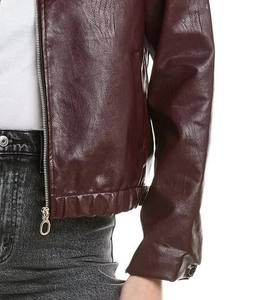 Chaqueta corta de cuero de invierno informal a prueba de viento ecológica de alta calidad para mujer Fabricante OEM personalizado Venta caliente Premium - Product Image 4