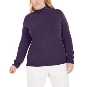 Cardigan invernale viola con collo alto Luxsoft da donna Karen Scott, taglia 1X - Product Image 1