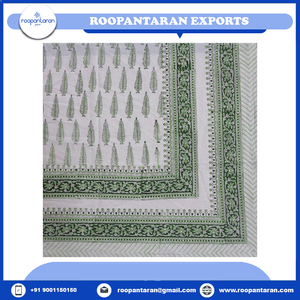 Venta caliente verde Jacquard mantel bloque de mano impreso puro algodón mantel atemporal artesanía caminos de mesa en venta - Product Image 4