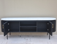 Meuble TV sur pied extensible de luxe moderne en bois massif avec plateau en marbre, haute qualité, idéal pour salon et entrée, artisanat, vente chaude