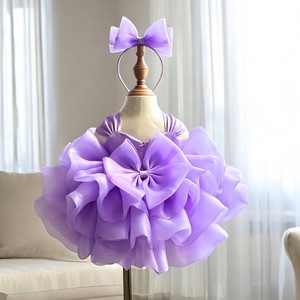 Trẻ Em Độc Đáo Hoa Vải Tuyn Bóng Gown Ngọc Trai Prom Công Chúa Ăn Mặc Hiệu Suất Sinh Nhật Wedding Party Puffy Dresses Làm Việt Nam - Product Image 2