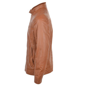 2025 haute qualité nouveau Design hommes lourd hiver combiné tissu fermeture éclair agneau cuir Biker vestes avec poches - Product Image 4