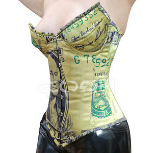 Corsé con Estampado de Dinero para Mujer, OEM/ODM, Transpirable, de Poliéster Satinado, Faja Reductora, Top Bustier con Estampado Digital, Corsés de Moda de Talla Grande - Product Image 1