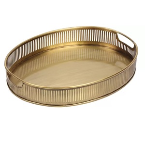 Bandeja de servicio chapada en latón de Metal para té, café, frutas secas, bandeja de servicio, diseño de lujo, bandeja de servicio para restaurante de Hotel - Product Image 3