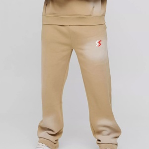 Survêtements pour hommes en coton patchwork brodés et délavés, coupe slim, style streetwear personnalisé, survêtements évasés pour hommes - Product Image 2