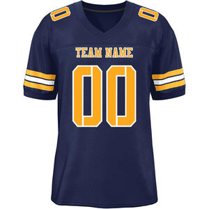 Camisetas de fútbol americano OEM, malla de poliéster de secado rápido, transpirable, estampado por sublimación, manga, rayas, ropa de equipo universitario de talla grande - Product Image 1