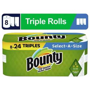 Premium Bounty Select-Toallas de papel de tamaño A-Rollos triples, blanco, 147 hojas por rollo (paquete de 8) Recogedor más rápido - Product Image 3