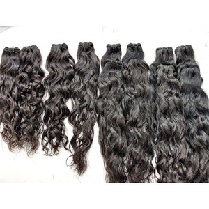Meilleures extensions de cheveux ondulés bruts indiens 100% lisses et durables Style de vague profonde lâche avec cuticules alignées Cheveux de meilleure qualité - Product Image 1