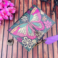 Diario de Cuero con Diseño de Mariposa, Hecho a Mano, 400 Páginas, Estilo Vintage, Grimoire, Libro de Hechizos con Sombras para Hombres y Mujeres