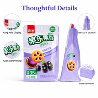 Op maat gemaakte flexo bedrukte vochtbestendige stand-up pouch met flexiloop handvat en zijvouw voor snacks, snoep, gedroogd fruit en voedselverpakkingen