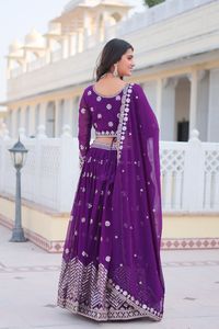2024 été lourd renard Georgette filles décontracté fête Lehenga Choli parole longueur tissé impression Festival broderie séquence lavable - Product Image 4