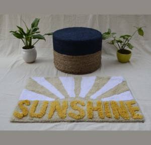 พรมเช็ดเท้าคอตตอน100% แสงแดดนุ่มกันลื่นกำหนดเองพร้อมโลโก้ผลิตภัณฑ์แฮนด์เมดสวมใส่สบายสูงสุดความทนทานสำหรับโรงแรม - Product Image 3