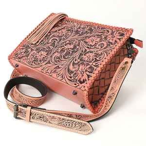 Sac à main à franges et à fleurs occidentales sac à bandoulière en cuir de vachette coloré sac bohème pour femmes sac d'outillage à la main - Product Image 4