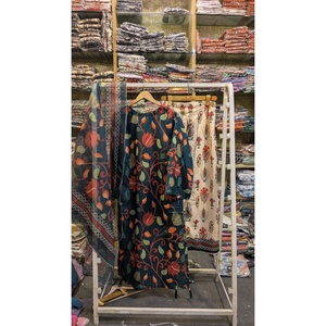 Traje de punto de gasa de 3 piezas FUSION de longitud larga con patrón bordado decorado, casual, talla grande SL00252 para primavera y otoño - 4XL - Product Image 2