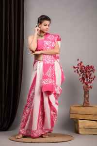 Sur mesure couleur rouge foncé main bloc Bagru imprimé doux Malmal coton Saree avec chemisier idéal pour la revente pour les femmes. - Product Image 6