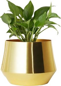 Récipient en métal personnalisable porte-pots décoratifs avec support antirouille pot de jardinière doré robuste enduit de poudre - Product Image 4