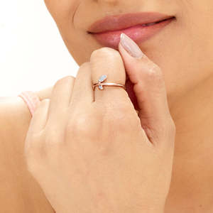 18K Gold Plated Titanium <b>Open</b> <b>Ring</b> with Zircon Adjustable Trendy Hand Shape Jewelry - Product Image 2