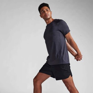 Highly Elastic Plain Cotton Short Sleeve Training <b>T</b>-<b>Shirt</b> Stock Relaxed <b>Fit</b> <b>Muscle</b> Fitness <b>Men's</b> Slim Sport Tee for Gym - Product Image 3