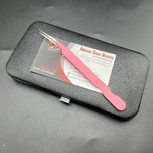 Pinzas de extensión de pestañas de acero inoxidable sostenibles japonesas de etiqueta privada punta puntiaguda de volumen mate Rosa profesional - Product Image 1