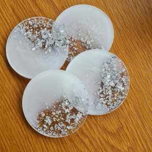 Handmade resin <b>coaster</b> set with <b>gold</b> leaf accents elegant epoxy drink mats for home kitchen dining table and unique gift ideas - Product Image 2