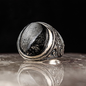 Anillo de Plata de Ley 925 pura y auténtica piedra de citrino real hecha a mano hecha en Turquía, modelo de lujo y de moda, modelo de estilo vintage - Product Image 1