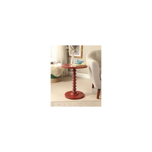 Mesa auxiliar redonda moderna de madera para exteriores con pedestal de metal duradero resistente a la intemperie para dormitorio, sala de estar, uso en granja - Product Image 1