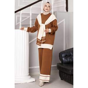 <b>Scarf</b> Double Knitwear 2 Piece Set Tan - Product Image 4